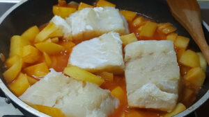 tranci di baccalà e patate